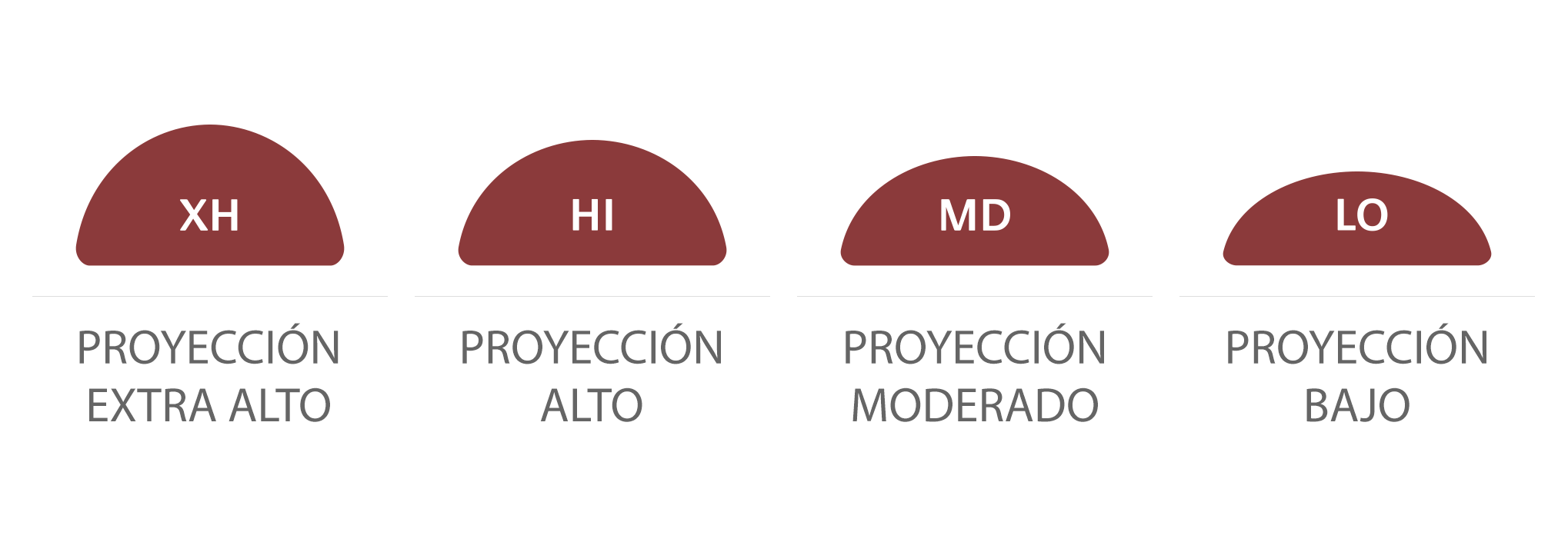Cuatro proyecciones diferentes para el mismo tamaño de base elegido
