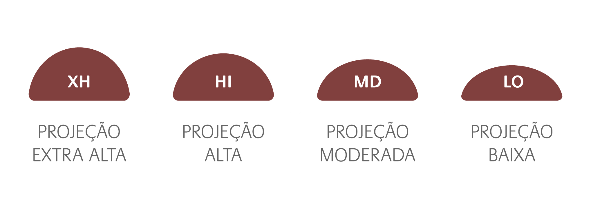 Quatro projeções diferentes para o mesmo tamanho de base escolhido